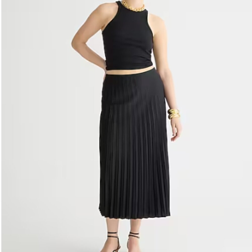 J. Crew Gwyneth pleated slip skirt in black
